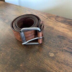 H&M Brown Leather Belt Size 35-36 US Genuine Leather Casual Classic Belt